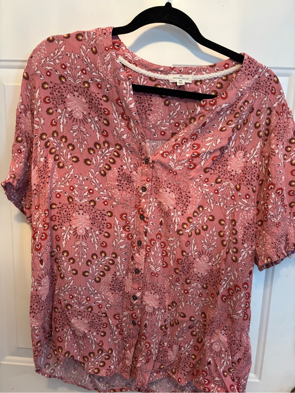 Waverly + Sage Pink Floral Button-Up Blouse